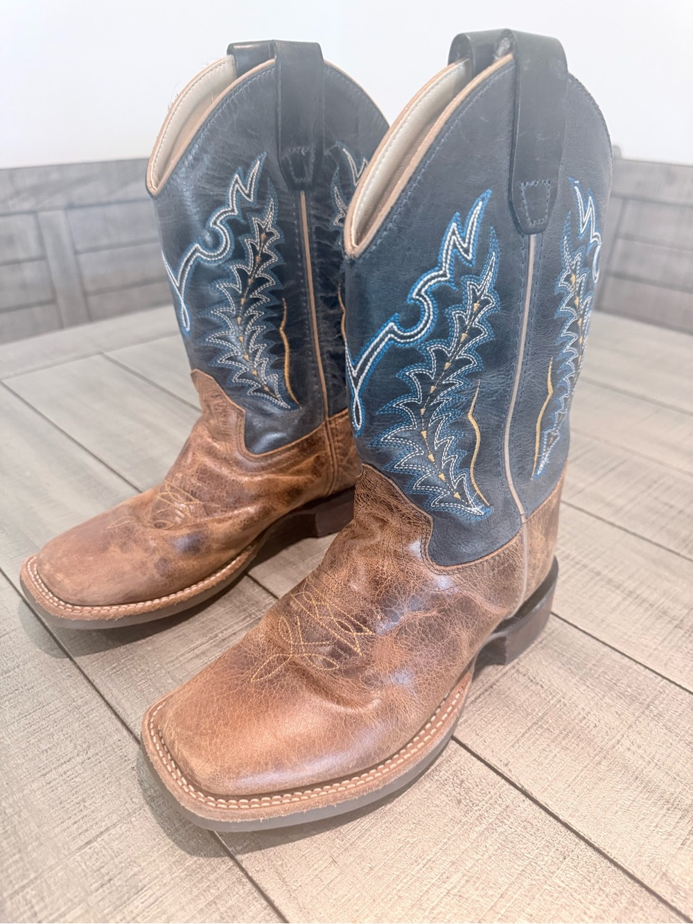 Old West Two-Tone Brown & Black Kids Western Cowboy Boots